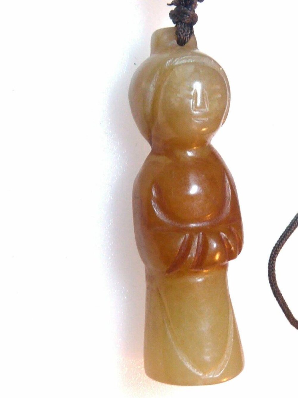 Vintage 2.5" Hand-Carved Russet Hetian Jade Figurine Pendant - Tang Style - Picture 4 of 8